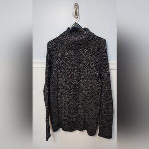 Express Black and White Marled Cable-Knit Turtleneck Sweater NWT